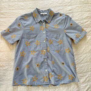 Madewell Star Embroidered Striped Button Down Shirt XXS